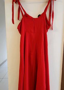 Red Slit Tie Dress in Size M