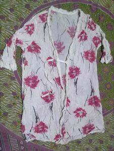 White Floral Kimono Style Gown
