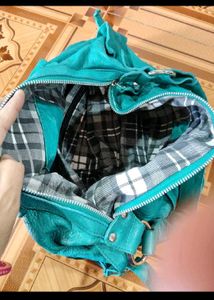 Teal Leather Shoulder Bag