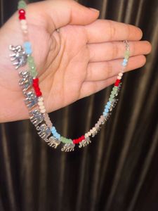 Elephant Charm Beaded Necklace &amp; Earrings