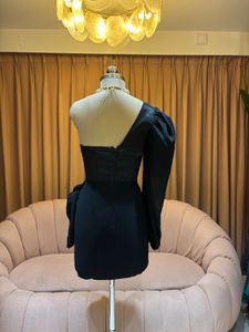 Chic One-Shoulder Black Mini Dress