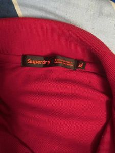 Superdry Red Polo T-Shirt with Pattern