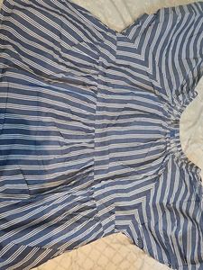 Blue Striped Off-Shoulder Top