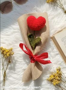 Crochet Heart Rose Bouquet