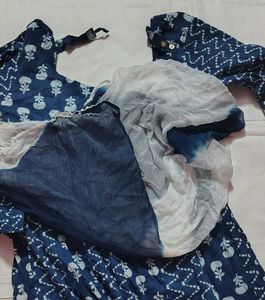 Blue &amp; White Ethnic Kurta Set