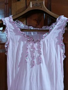 Soft Pink Ruffled Night Dress