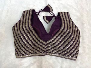 Embroidered Deep V-Neck Blouse