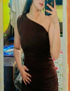 Elegant One-Shoulder Ruched Maxi Dress Size S Only