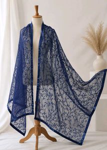 Elegant Navy Blue Lace Dupatta
