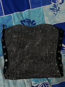 Sparkly Spiked Rhinestone Corset Top