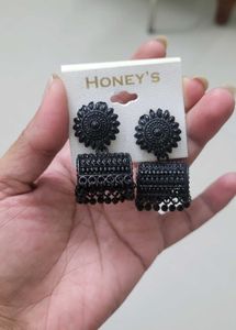 Black Jhumka Earrings