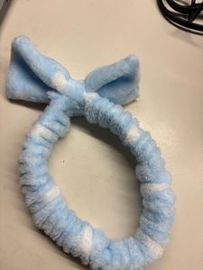Fluffy Blue Polka Dot Headband
