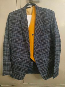 Men's Plaid Suit Jacket & Vest Set