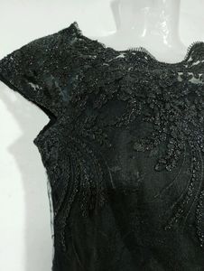 Elegant Black Lace Top Maxi Dress