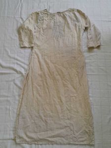 Embroidered Cream Kurta Pant Set