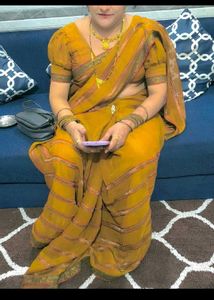 Elegant Mustard Yellow Saree heavy party sare