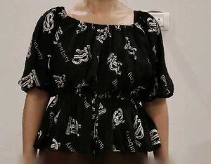 Stylish Black Printed Top