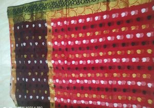 New Red and black kota check saree