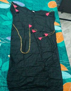 Black Kurta with Pink Accents
