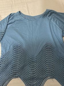 Blue Crochet Detail Top