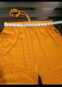 Yellow Chikankari Palazzo Pants