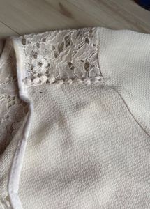 Elegant White Tie-Up Top with Lace Detail