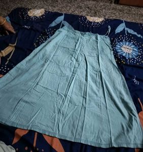 Light Blue Pleated Ethnic petticoat