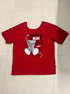 Cool Red Graphic Bear T-Shirt