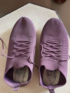 Lavender Knit Lace-Up Sneakers