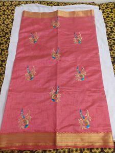 Pink Embroidered Silk Saree