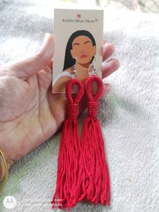 Beautiful Handmade Red Tassel Earrings