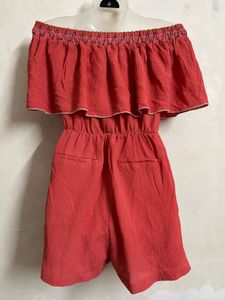 Off-Shoulder Ruffle mini jumpsuit