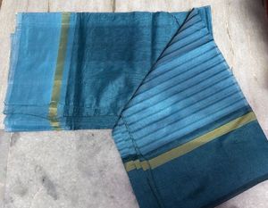 Elegant Teal Striped Saree
