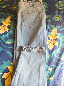 Light Wash Denim Jeans with Elastic Waist