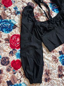 Black Palazzo Pants with Straps