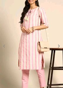 sangria Pink Stripped kurta set