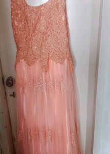 Elegant Peach Lace Dress