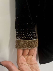 Onam Special Gold Skirt,Black  Velvet Top