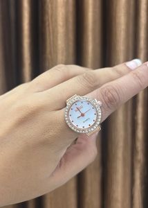 Bozhi Elegant Ring Watch with Crystal Accents