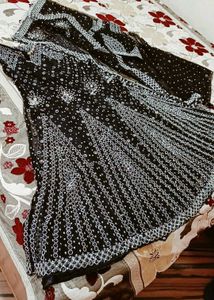black semi fish cut lehenga