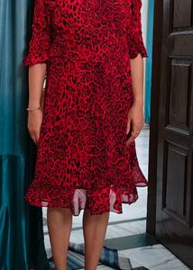 Chic Red Leopard Print Dress