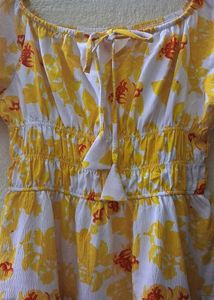 Yellow Floral Tiered Mini Dress