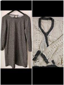 Chic Tweed Dress & Lace Cardigan Set