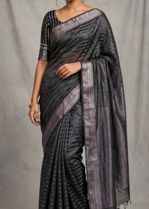 Elegant Coffee Brown Striped Saree