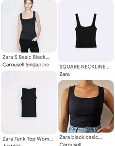 ZARA Sleek Black Square Neck Tank Top