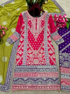 Designer Party Wear Top Nd Kurti Set