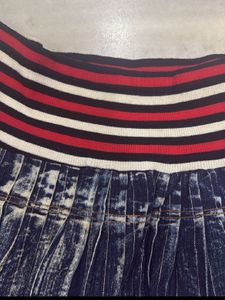 Denim Pleated Skirt