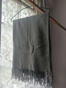 Gray Fringed Scarf