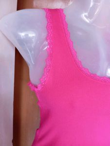 Ribbed Lace Trim Tank Top