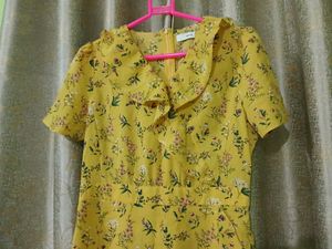 Floral Yellow Wrap Dress